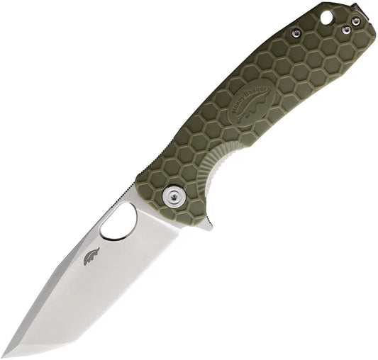 HB1323 -Honey Badger Knives  Close Large Linerlock Tanto Green