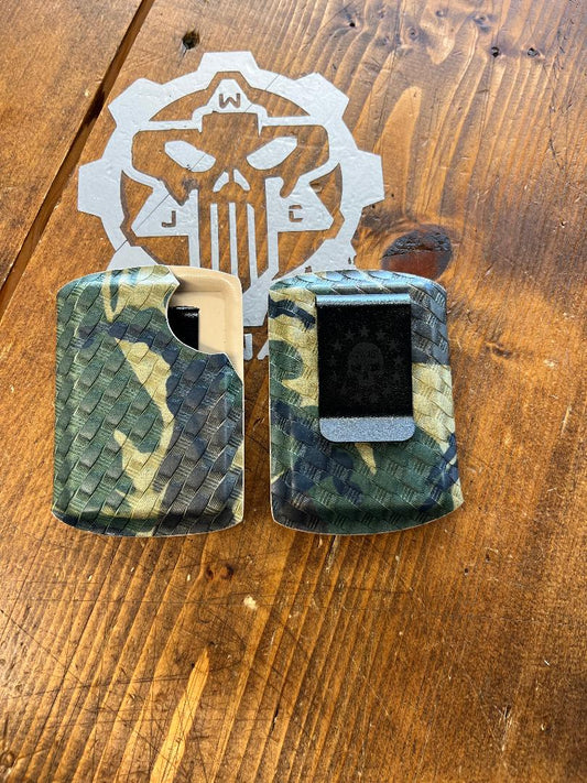 BASKET WEAVE WOODLAND CAMO KYDEX WALLET