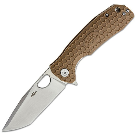 Large Linerlock Tanto Tan Brand : Honey Badger Knives